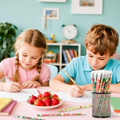 Xqumoi 60Pcs Strawberry Pencils with Eraser - Cute Fruit Theme #2 HB Pencils, School Classroom Student Rewards Back to School Office Supply Party Goodie Bag Fillers Stuffers Birthday Party Favors - style: Strawberry
