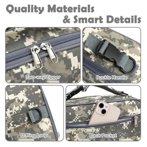 FlowFly Kids Lunch Bag, Durable Insulated School Lunch Box with Shoulder Strap and Bottle Holder, Water-resistant Thermal Small Lunch Cooler Tote for Teen Boys & Girls,Digital#Camo - color: Digital#Camo