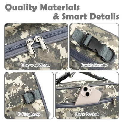 FlowFly Kids Lunch Bag, Durable Insulated School Lunch Box with Shoulder Strap and Bottle Holder, Water-resistant Thermal Small Lunch Cooler Tote for Teen Boys & Girls,Digital#Camo - color: Digital#Camo