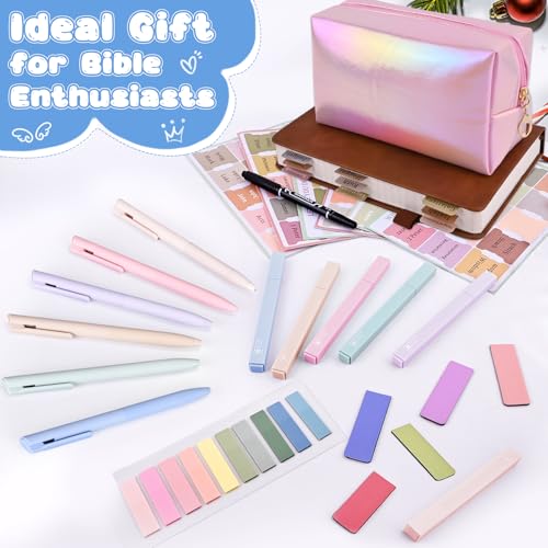 DazSpirit 25Pcs Bible Journaling Kit, Bible Study Supplies for Women | Includes 12 No Bleed Bible Highlighters, 6 Color Pens, 90 Laminated Bible Tabs, Magnetic Bookmarks & Sticky Notes - style: 12 Highlighters