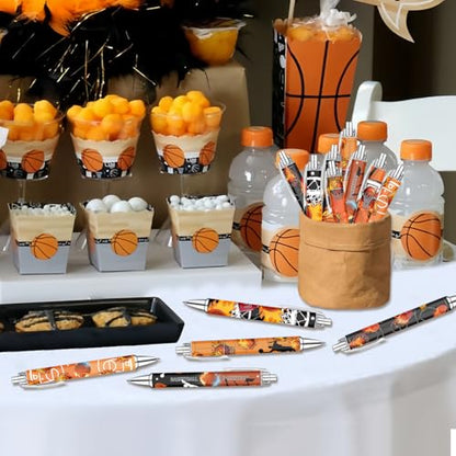 Basketball Pens Set – Fun Sports-Themed Writing Pens for kids,Students, and Coaches – Smooth Black Ink and Comfortable Grip – Great Party Favors, School Rewards, and Holiday Gift Ideas, 8 Pack - style: Basketball