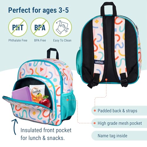 Wildkin 12 Inch Toddler Backpack for Kids, Confetti Peach | Ages 3-7, lightweight toddler backpack for daycare, preschool, and travel - color: Confetti Peach