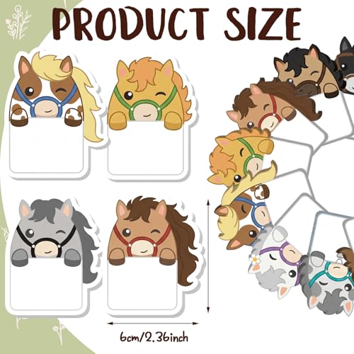 Yinder 24 Pads Cute Sticky Notes Fun Kawaii Horse Sticky Notes Pads Bulk Cartoon Memo Self Adhesive Gift for Valentines Veterinary Office School Tab Party Supplies - style: Horse