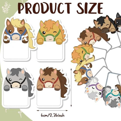 Yinder 24 Pads Cute Sticky Notes Fun Kawaii Horse Sticky Notes Pads Bulk Cartoon Memo Self Adhesive Gift for Valentines Veterinary Office School Tab Party Supplies - style: Horse