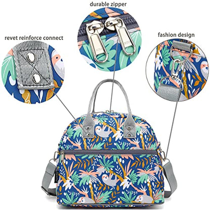 FlowFly Insulated Lunch Bag With Shoulder Strap for Women, Men, and Kids, Large and Reusable, Handle, Freezable Work and School Travel Tote and Meal Prep Organizer,Sloth - color: Sloth