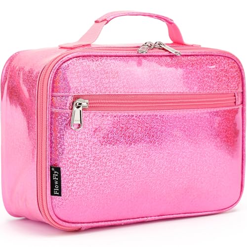 FlowFly Kids Lunch box Insulated Soft Bag Mini Cooler Back to School Thermal Meal Tote Kit for Girls, Boys,Pink - color: Pink