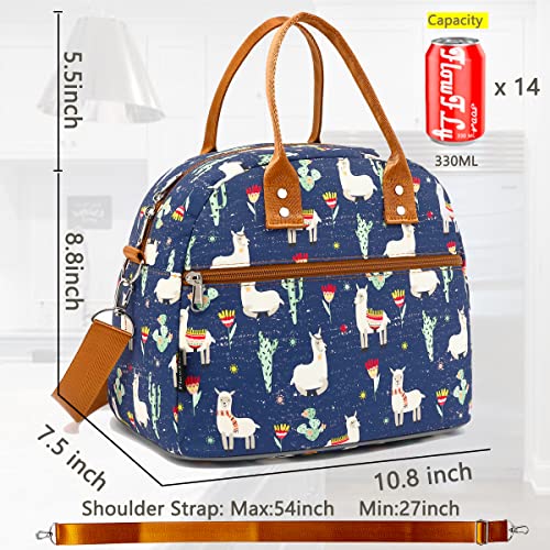 FlowFly Insulated Lunch Bag With Shoulder Strap for Women, Men, and Kids, Large and Reusable, Handle, Freezable Work and School Travel Tote and Meal Prep Organizer,Alpaca - color: Alpaca