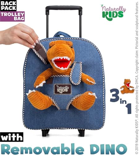 Toddler Luggage for Boys w Dinosaur Toys, Kids Rolling Backpack for Boys, Toddler Suitcase, Gifts for 3 4 5 6 Year Old - color: 01 Dinosaur, style: Trolley