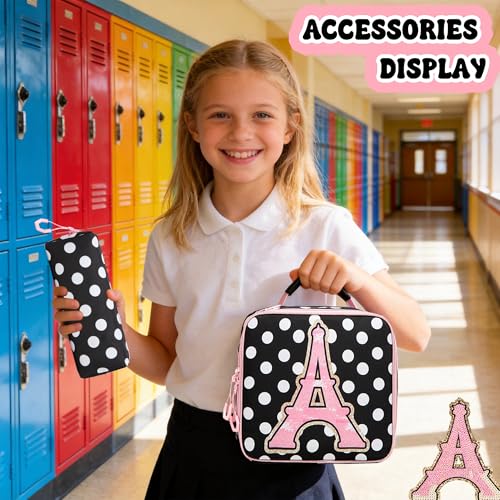 Rolling Backpacks for Kids Backpack for Girls with Lunch Bag Pencil Case 16.5" Kids Backpack with Wheels Roller Backpacks for Girls - color: Bodiantietaa