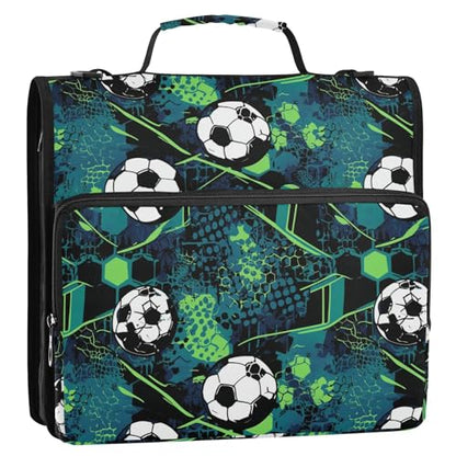 Grunge Zipper Binder 3 Ring Binder with Zipper 1.5 Inch Shoulder Strap & Handle Binders Organizer Bag Football Vectors - color: Red