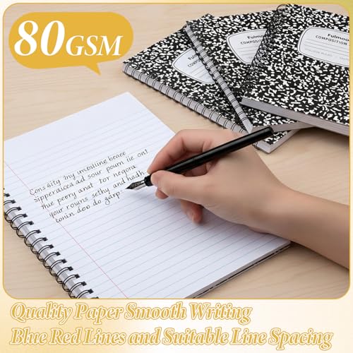 Fulmoon 100 Pack Bulk Spiral Composition Notebooks, Hard Cover, College Ruled Paper, 9-3/4 x 7-1/2 Inches, 60 Pages (30 Sheets), Black Marble Cover Composition Notebooks for School College Office - color: Black, size: College Ruled 7.5 x 9.75 Inches