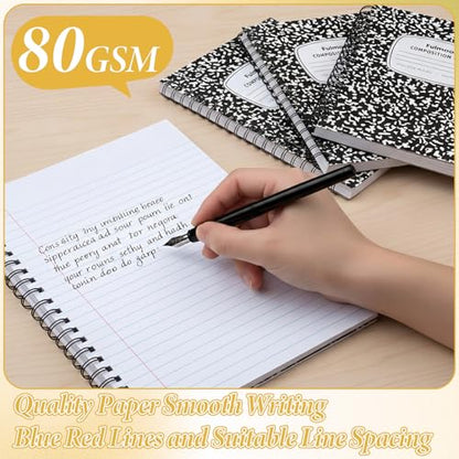 Fulmoon 100 Pack Bulk Spiral Composition Notebooks, Hard Cover, College Ruled Paper, 9-3/4 x 7-1/2 Inches, 60 Pages (30 Sheets), Black Marble Cover Composition Notebooks for School College Office - color: Black, size: College Ruled 7.5 x 9.75 Inches