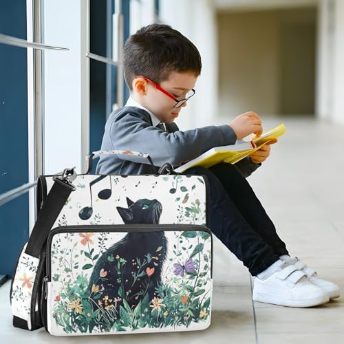 Personalized Cute Cat 3 D-Ring Binder Bag Multi-Pocket Zipper Organizer with Handle and Detachable Shoulder Strap Holds 500 Sheets for School Office Supplies - color: Dhb-003