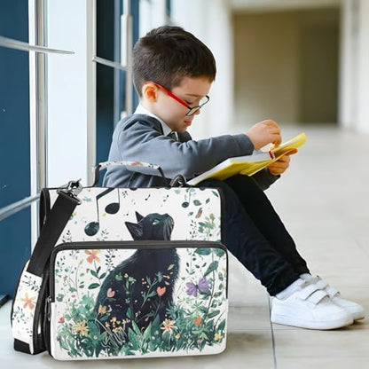 Personalized Cute Cat 3 D-Ring Binder Bag Multi-Pocket Zipper Organizer with Handle and Detachable Shoulder Strap Holds 500 Sheets for School Office Supplies - color: Dhb-003