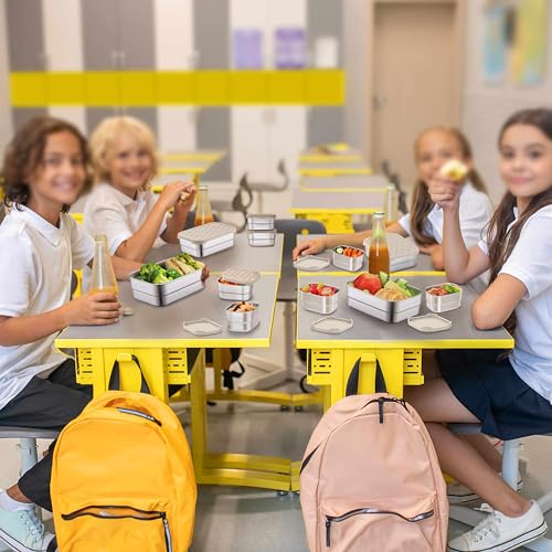Homikit 3 Pack Kids Lunch Box Set, 18/10 Stainless Steel Bento Boxes with Silicone Lids Leak Proof, 5 Cups Reusable Metal Food Snack Containers for School Daycare, Nontoxic & Dishwasher Safe, Khaki - color: Khaki, size: Medium