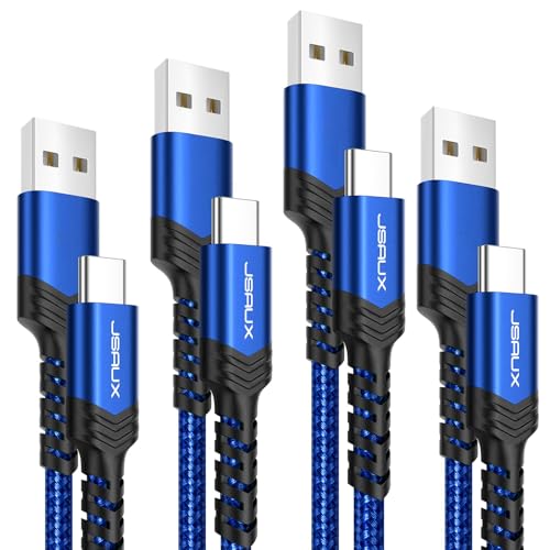 JSAUX USB to USB C Cable 4-Pack (10ft+6.6ft+3.3ft+3.3ft), Blue | USB C Cable Fast Charging, USB Type C Charger Cord for iPhone 17 16 Pro Max, Samsung Galaxy, iPad - color: Blue, size: 3.3ft+3.3ft+6.6ft+10ft