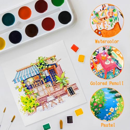 Watercolor Paper Sketchbook,3.9x3.9 Inch Mini Mixed Media Notebook,140lb/300gsmTearable Artist Paper,20 Sheets Small Travel Drawing Journal for Adults,Painting,Watercolors,Art Supplies,White - color: 1-3.9x3.9 inch-300gsm-fine white