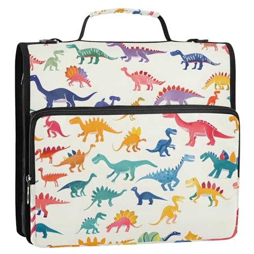 3 Ring Zipper Binder with Shoulder Strap Black Skulls Cats Gothic Style Binder Bag - color: Multicolored 02