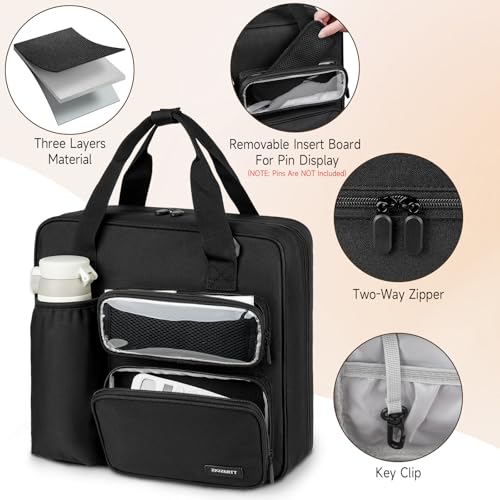 Zipper Binder 3 Ring with Ita Window,700 Sheets Capacity, Binder 3 Inch with Shoulder Strap Fits 13 Inch Laptop for School and Office,Black - color: Black（model B）
