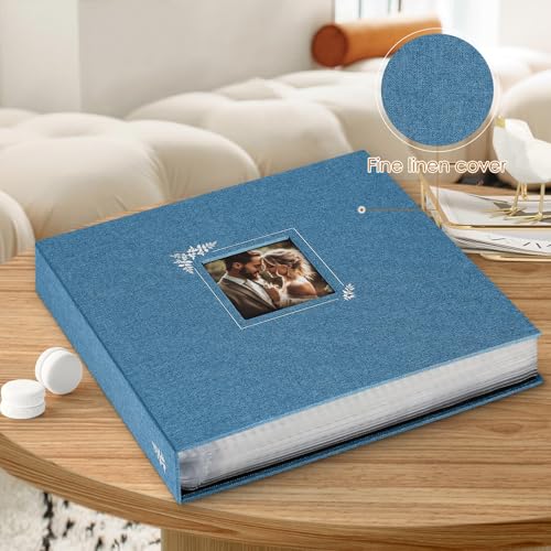 Lanpn Scrapbook Photo Album 12x12, Linen Window Design Cover Top Load 3 Ring Folder Binder Photobook Photo Book 12 x 12 inch with 30 Plastic Sleeves 60 Pages Blue - color: Blue, size: 12x12"