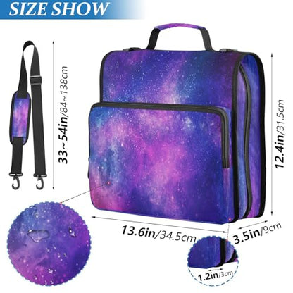 Galaxy Zipper Binder for School with Shoulder Strap & Extra Pockets - 1.5 Inch 3-Ring Binder Holds 500+ Sheets, Textbooks, Laptop - color: Galaxy