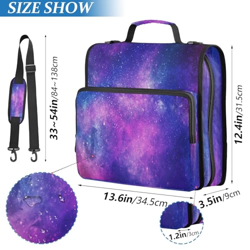 Galaxy Zipper Binder for School with Shoulder Strap & Extra Pockets - 1.5 Inch 3-Ring Binder Holds 500+ Sheets, Textbooks, Laptop - color: Galaxy