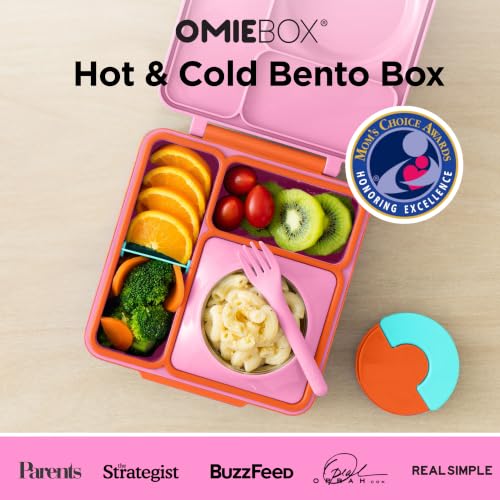 Omie OmieBox Kids Insulated Leakproof Bento Lunch Box with Food Jar (Pink Berry) - color: Pink Berry