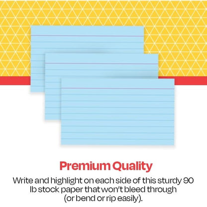 School Smart Ruled Index Cards, 5 x 8 Inches, Blue, Pack of 100 - color: Blue, size: 5 x 8 Inches