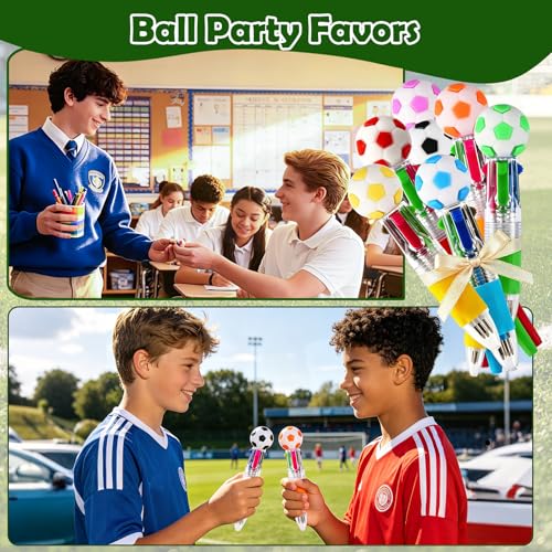 24Pcs Soccer Mini Multicolor Pens in One 4-in-1, Cute Pens Bulk for Party Favors and Birthdays, Ballpoint Pen Back To School Gifts Classroom Student Prizes - style: Soccer-24pcs