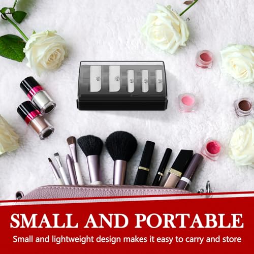 Honoson 2 Pcs 5 Hole Cosmetic Long Point Manual Pencil Sharpener with Plastic Lid Makeup Eyeliner Pencil Sharpener(Black) - color: Black