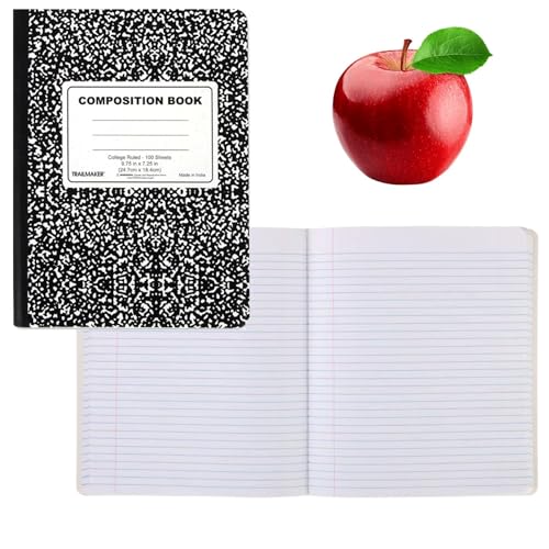 Trail maker (50 Pack) Bulk Composition Notebooks, College Ruled Marble Cover, 200 Pages (100 Sheets), 9.75 x 7.5, Bulk School Supplies for Classroom, Office & School Donations - size: 50 Pack