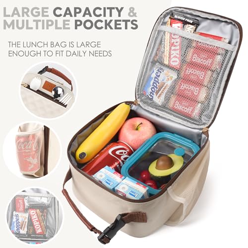 Genteen Kids Lunch Box Insulated Soft Mini Cooler with Bottle Holder, Lightweight Reusable Easy-Clean Lunch bag for Girls, Boys Back to School-Gray - color: Gray/White