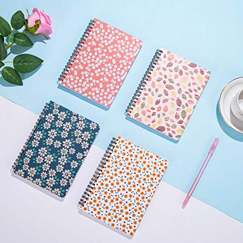 4 Pack Spiral Notebooks 5×7 Inch College Ruled Small Journals Hardcover Floral Cute Note Book for School Supplies Studio Girls Women, Inner Pocket, 80 Sheets/160 Pages - color: 5×7 Inch, 4 Pack