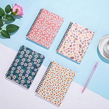 4 Pack Spiral Notebooks 5×7 Inch College Ruled Small Journals Hardcover Floral Cute Note Book for School Supplies Studio Girls Women, Inner Pocket, 80 Sheets/160 Pages - color: 5×7 Inch, 4 Pack