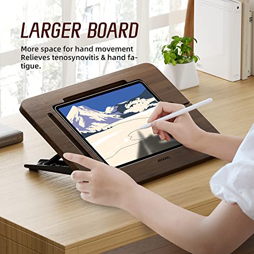 AFOOYO Bamboo Tablet Stand - Portable & Adjustable 5 Angles,Laptop Riser,Book Reading Stand,Compatible with 9.7/10.2/10.5/10.9/11 inches (Walnut Varnish) - color: Walnut, size: M-Fit 9.7/10.2/10.5/10.9/11 inches