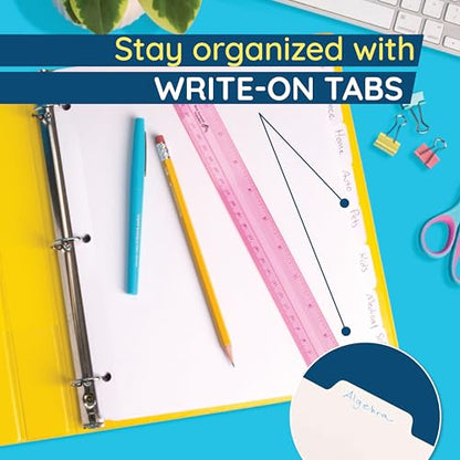 Blue Summit 3 Ring Binder Dividers with Tabs, Reinforced Edge, 1/8 Cut, Letter Size, 8 Tab Dividers for 3 Ring Binder Bulk, White, 12 Sets, 192 Pack - size: 192 Pack