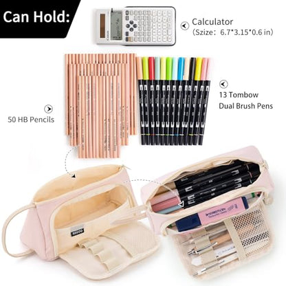 EASTHILL Big Capacity Pencil Case Pouch Pen Case Simple Stationery Bag School College Office Organizer for Teens Girls Adults Student - color: Light Pink XW