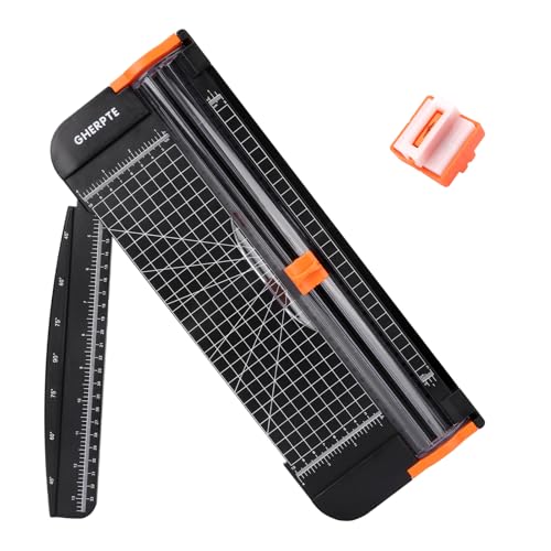 A4 Paper Cutter -12 Inch Paper Trimmer with 2pcs Replacement Blades with Safeguard Side Rulerfor Cut Gift Card,Coupon,Label, Cardstock,Photo - color: Black