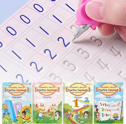 AALGO Large Magic Grooved Writing Practice Book-Reusable Handwriting Practice for Kids 8-10- Pre k workbooks - size: 10.2inx7.2in