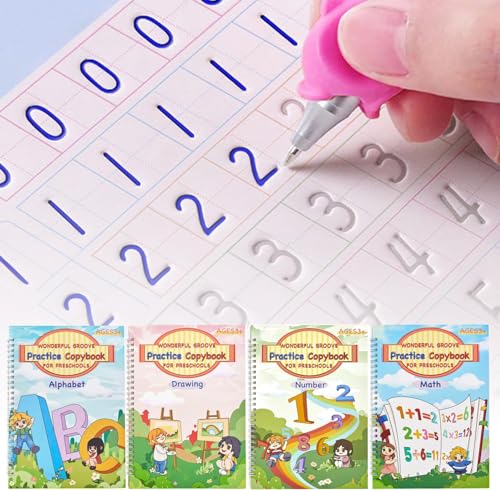AALGO Large Magic Grooved Writing Practice Book-Reusable Handwriting Practice for Kids 8-10- Pre k workbooks - size: 10.2inx7.2in