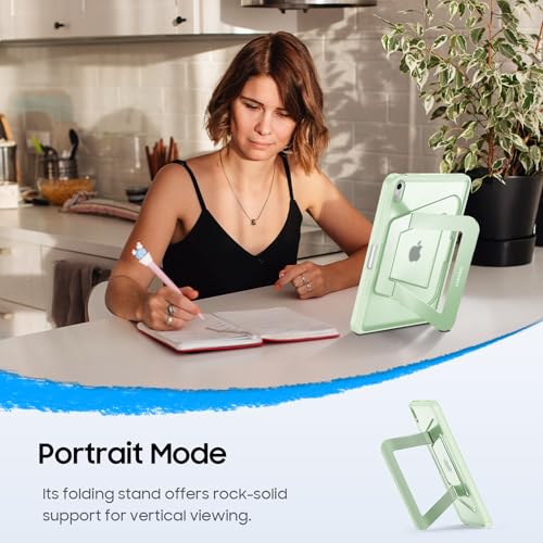 Fintie Shockproof Case for iPad (A16) 11th Generation 11 Inch (2025), iPad 10th Generation 10.9 Inch (2022) - [Built-in Pencil Holder] Slim Frosted Hard Cover with Multi-Angle Kickstand, Green - color: Green