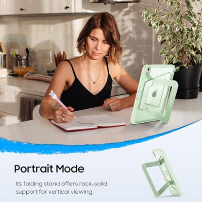 Fintie Shockproof Case for iPad (A16) 11th Generation 11 Inch (2025), iPad 10th Generation 10.9 Inch (2022) - [Built-in Pencil Holder] Slim Frosted Hard Cover with Multi-Angle Kickstand, Green - color: Green