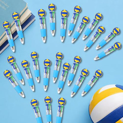 Volleyball Party Favors Volleyball Pens Mini Multicolor Pen in One Cute Fun 4-in-1 Pens Bulk Cool Ballpoint Pen for Birthday Gifts Teacher Supplies (Volleyball, 12) - style: Volleyball