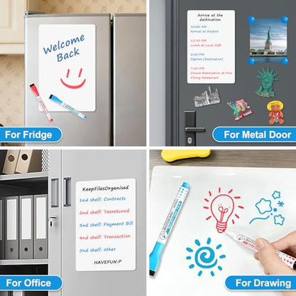 Magnetic Whiteboard for Fridge, 20" x 13" Dry Erase Board Set with Markers & Eraser, Strong Magnet & Stain-Resistant Surface, Fridge Calendar for Notes, Grocery List, Meal Planning & Family Schedule - size: 20"W x 13"H, style: 1 Pack