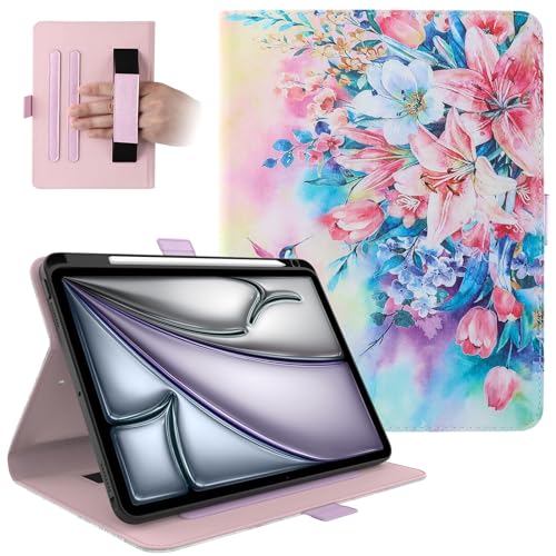 Dteck for iPad Air 13-inch Case 2024,iPad Case 12.9" Pro 6th/5th/4th/3rd Gen 2022/2021/2020/2018,Premium PU Leather Folio Stand Cover with Pencil Holder Auto Wake/Sleep Protective Cases,Hummingbirds - color: 01 Hummingbirds