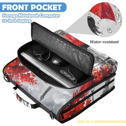 Parisian Couple 2inch 3 Ring Zipper Binder Multi-Pocket Storage Holds 14 Inch Laptop for Students and Office Use - color: Parisian Couple