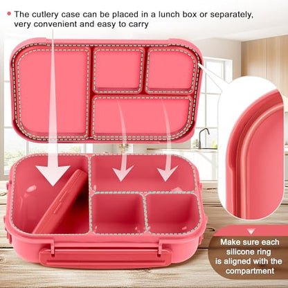 Amathley Lunch Box Kids,Bento Box Adult,Leakproof Lunch Containers for Adults/Kids/Toddler,1200ML-4 Compartments bento Lunch box with Utensil,Microwave & Dishwasher & Freezer Safe (Pink Berry) - color: Pink Berry
