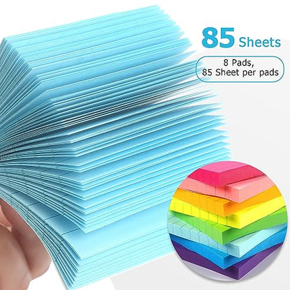 Eastern Wolf 8 Pads Lined Sticky Notes 3x3 Sticky Notes with Lines Self-Stick Note Pads 8 Bright Multi Colors, 85 Sheets/Pad - color: 3x3 8 Pads
