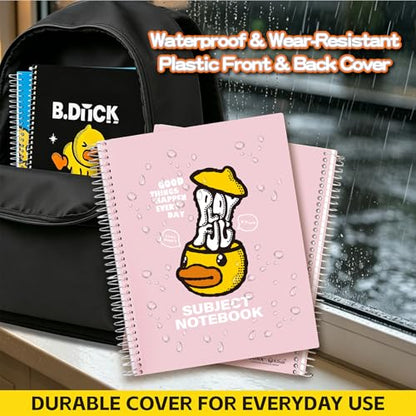 Comix Plastic Cover 5 Subject Notebook, 200 Sheets 8-1/2" x 11" College Ruled Notebook with 5 Dividerfor Office/School/Home, Pink - color: Pink