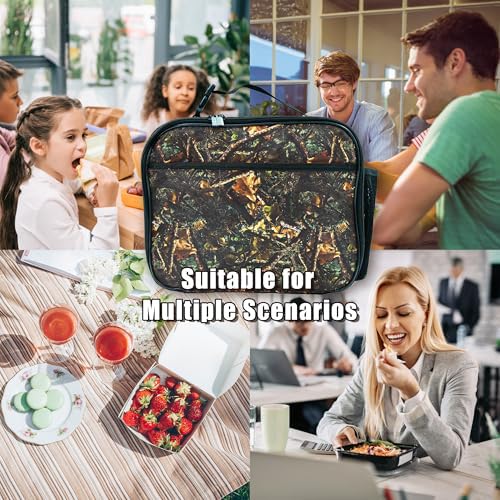 Camo Lunch Bag Insulated Reusable Lunch Box Kids Girls Boys Cooler Thermal Tote Bag For Men Women School Work Picnic - color: Camo